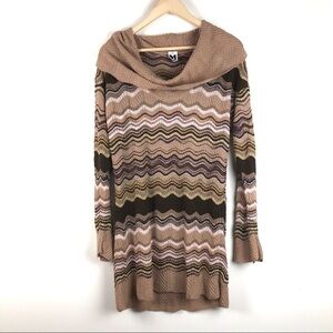 M missoni - Chevron cowl neck tunic sweater top